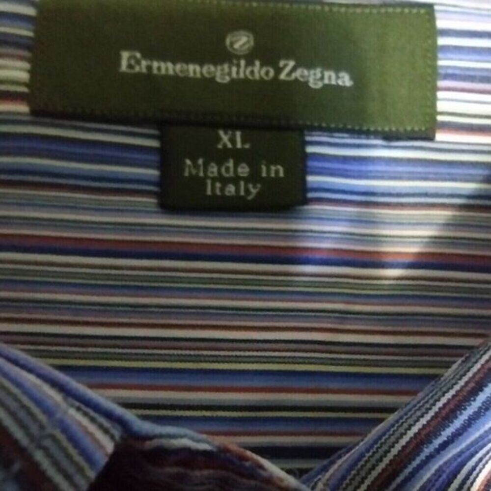 Ermenegildo Zegna Mens XL Purple‎ Striped Long Sleeve Button Shirt